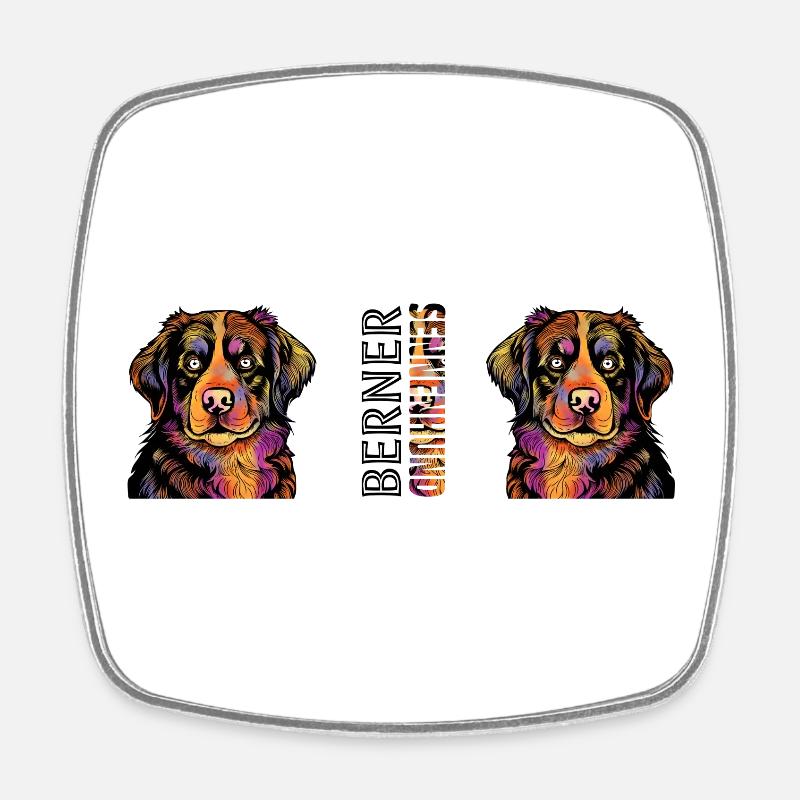 Bernese Mountain Dog - Square fridge magnet - white