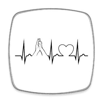 Hand + Dog Paw - High Five - Pulse - ECG - Square fridge magnet - white - Front