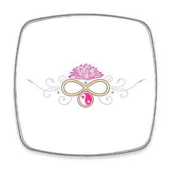 Ornement de lotus avec symbole yin et yang - Magnet carré - blanc - Devant