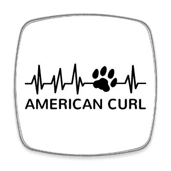 American Curl Cat Heartbeat Paw Print - Square fridge magnet - white - Front