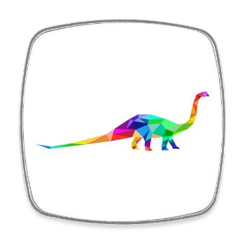 Bunter Langhals Dinosaurier aus Polygonen  - Viereckiger Kühlschrankmagnet - Weiß - Vorne