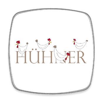 Lustige Hühner-Illustration auf Keramik - Viereckiger Kühlschrankmagnet - Weiß - Vorne