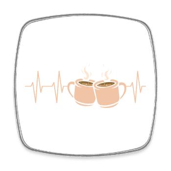 Kaffee Puls Herzschlag Zwei Tassen - Viereckiger Kühlschrankmagnet - Weiß - Vorne