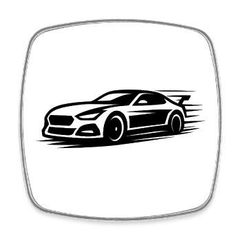 Eleganter Sportwagen Silhouette Design - Viereckiger Kühlschrankmagnet - Weiß - Vorne