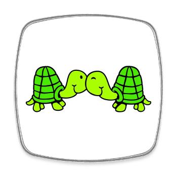 2 friends turtle love couple kissing cuddling - Square fridge magnet - white - Front
