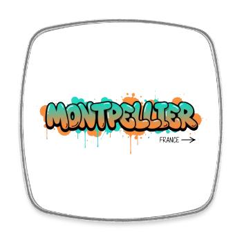 Graffiti-Stil Montpelllier Stadtname Design - Viereckiger Kühlschrankmagnet - Weiß - Vorne
