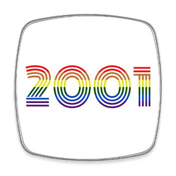 Retro Rainbow 2001 Design - Square fridge magnet - white - Front