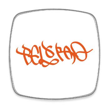 Belgrade Urban Graffiti Art Print on Clothing - Square fridge magnet - white - Front