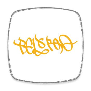 Belgrade Street Art Golden - Square fridge magnet - white - Front
