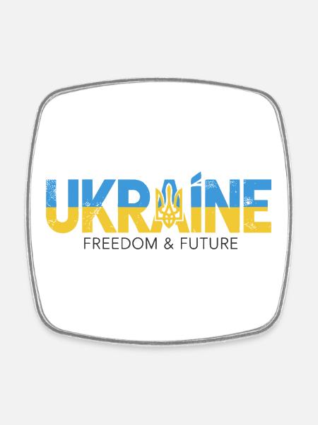 Ukrainischer Dreizack Friedensdesign - Viereckiger Kühlschrankmagnet - Weiß