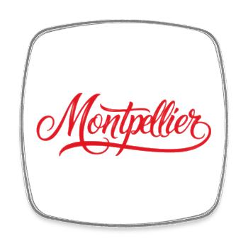 Montpellier Stadtansicht Silhouette - Viereckiger Kühlschrankmagnet - Weiß - Vorne