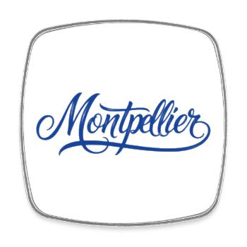 Montpellier Stadtpanorama im Wasserfarbenstil - Viereckiger Kühlschrankmagnet - Weiß - Vorne