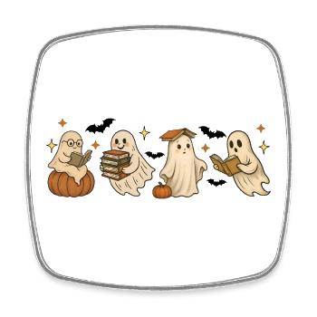 Fantômes livresques effrayants Halloween Design - Magnet carré - blanc - Devant