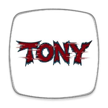 Tony Gezacktes Neon-Logo - Viereckiger Kühlschrankmagnet - Weiß - Vorne