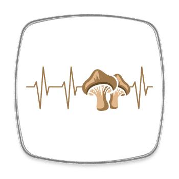 Mushroom Heartbeat – Funny Mushroom Picker Design - Square fridge magnet - white - Front