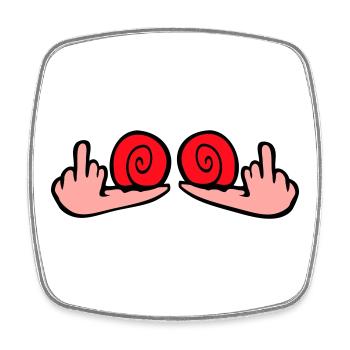 Snail Middle Finger Insult Wanker Fuck You - Square fridge magnet - white - Front