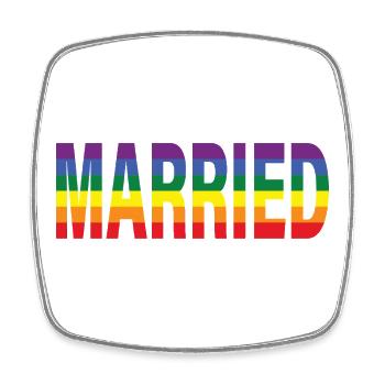 Verheiratet im Regenbogen - Viereckiger Kühlschrankmagnet - Weiß - Vorne