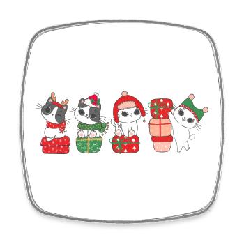 cat in christmas - Square fridge magnet - white - Front
