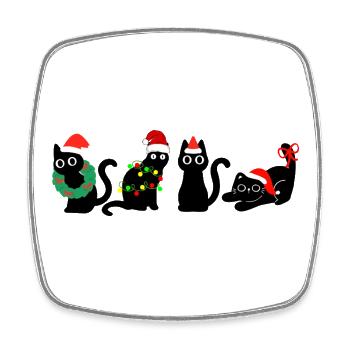 Chat à Noël - Magnet carré - blanc - Devant