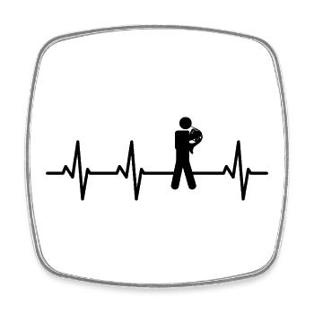 French horn player stick figure ECG heartline - Square fridge magnet - white - Front