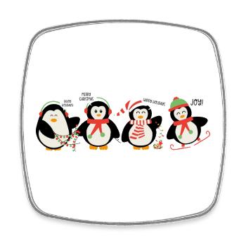 Lustige Pinguin-Weihnachten. Weihnachts-Pinguin - Viereckiger Kühlschrankmagnet - Weiß - Vorne