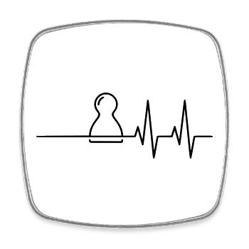 Battement de cœur du joueur de société : ligne ECG - Magnet carré - blanc - Devant