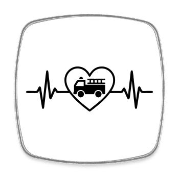 Fire Truck Heart - Square fridge magnet - white - Front