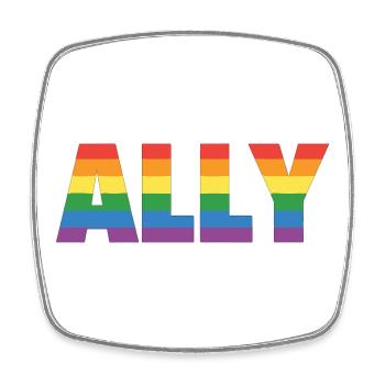 ALLY – Design arc-en-ciel pour les partisans LGBTQ+ - Magnet carré - blanc - Devant