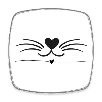 Dessin au trait de chat en forme de cœur - Magnet carré - blanc - Devant