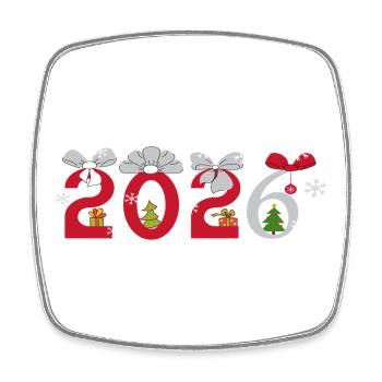  Neujahr 2026 - Viereckiger Kühlschrankmagnet - Weiß - Vorne