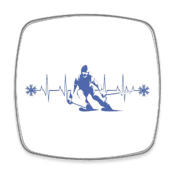 Silhouette de skieur hiver minimaliste - Magnet carré - blanc - Devant
