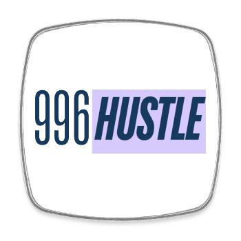 996 Hustle - Den ganzen Tag arbeiten - Viereckiger Kühlschrankmagnet - Weiß - Vorne