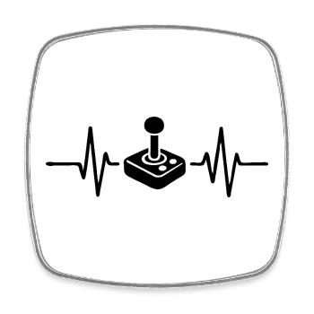Heartbeat Gamer, Gamecontroller Strichzeichnung Design - Viereckiger Kühlschrankmagnet - Weiß - Vorne