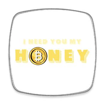 Honey et Bitcoin Design - Magnet carré - blanc - Devant