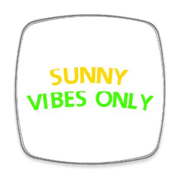 Sunny Vibes Only Typografie T-Shirt - Viereckiger Kühlschrankmagnet - Weiß - Vorne
