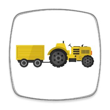 tractor - Square fridge magnet - white - Front