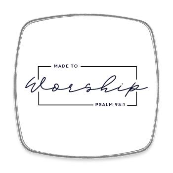 🙏Fait pour adorer - T-shirt chrétien Psaume 95:1 - Magnet carré - blanc - Devant