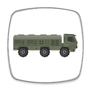 Camion militaire - Magnet carré - blanc - Devant