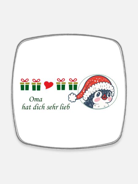 Oma liebt dich sehr lieb Weihnachten - Viereckiger Kühlschrankmagnet - Weiß