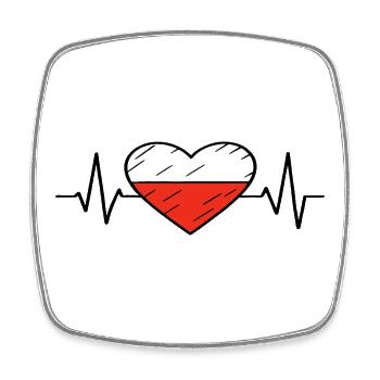 Poland Flag Heartbeat Line Polish Pride Design - Square fridge magnet - white - Front