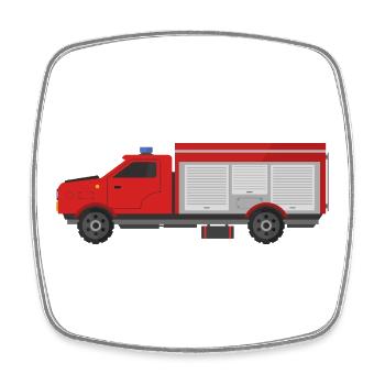 Camion de pompiers - Magnet carré - blanc - Devant