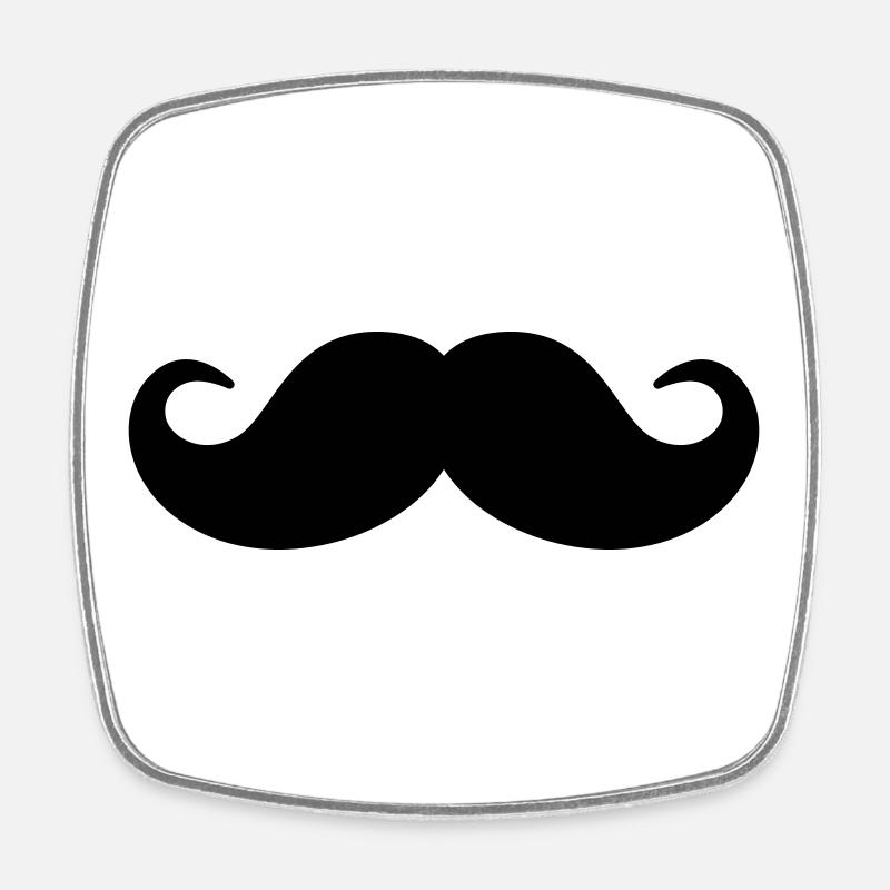 moustache - Magnet carré - blanc