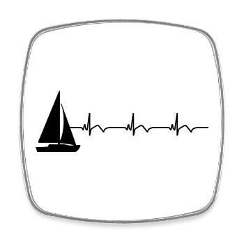 Segelboot Segeln EKG Herzschlag - Viereckiger Kühlschrankmagnet - Weiß - Vorne