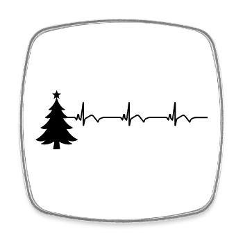 ECG du sapin de Noël Battement de cœur Méchant de Noël - Magnet carré - blanc - Devant