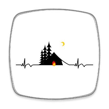 Outdoor Camping Campfire ECG Heartbeat - Square fridge magnet - white - Front