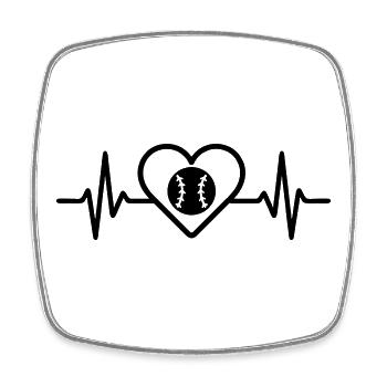 Heart Baseball – Passion pour les sports d’équipe - Magnet carré - blanc - Devant