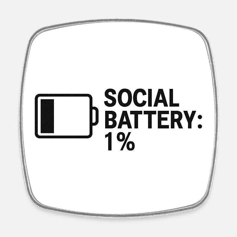 Batterie sociale – 1 % restant - Magnet carré - blanc