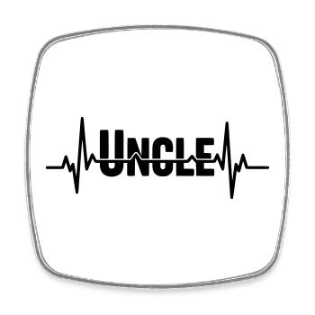 Uncle Schriftzug mit Herzschlag - Viereckiger Kühlschrankmagnet - Weiß - Vorne