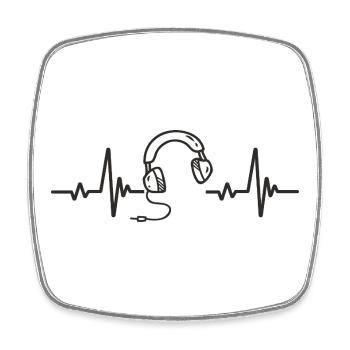 Headphones Music Listening Rhythm Heart Passion - Square fridge magnet - white - Front