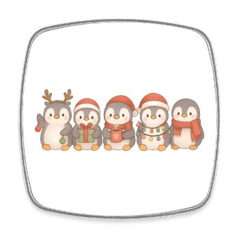 Les manchots pour enfants, garçons et filles, Noël - Magnet carré - blanc - Devant